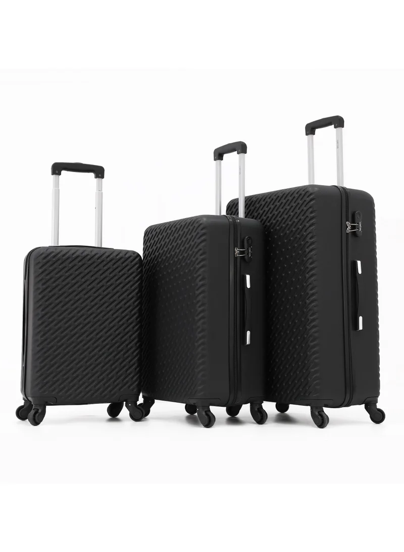 CAPITAL CAPITAL Hardside Luggage Trolley Bag 3 Pieces set,Black (S-20,M-24,L-28 Inch)