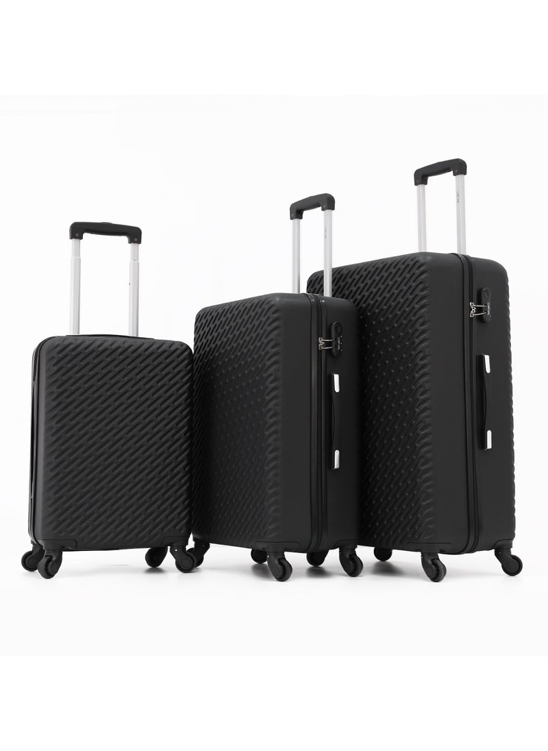 CAPITAL CAPITAL Hardside Luggage Trolley Bag 3 Pieces set,Black (S-20,M-24,L-28 Inch)  - Image 1