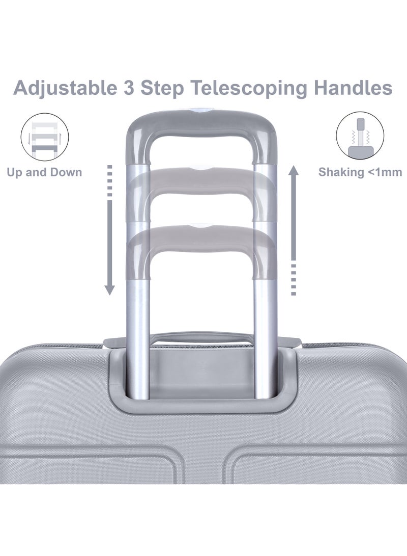 SENATOR Hard Case Travel Bag Extra Large Luggage Trolley ABS Lightweight Suitcase with 4 Spinner Wheels A1012 Silver - Image 4