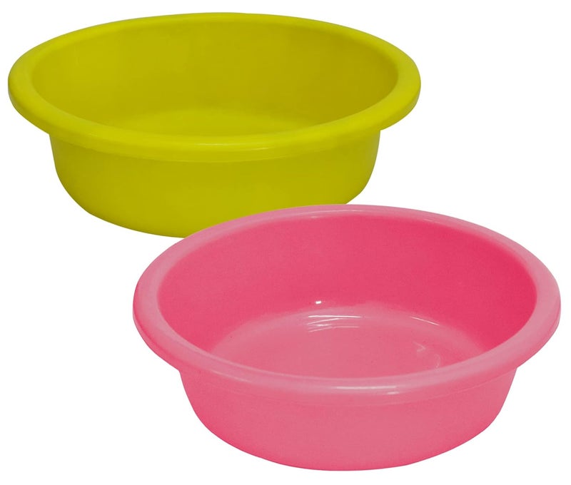 Kuber Industries Multiuses Unbreakable Plastic Knead Dough Basket/Basin Bowl For Home & Kitchen 6 Ltr- Pack of 2 (Green & Pink) - Image 1