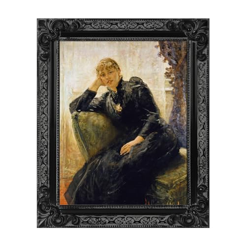 FOLKOR Vintage Black Frame for 8x10 Canvas Painting Baroque Ornate Open Back Frame for Canvas Prints Pictures Portrait Landscape No Back Cover Black - Image 1
