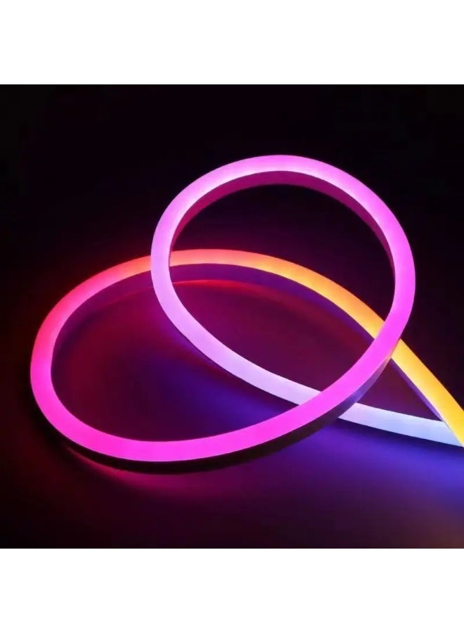 الثريات 5 أمتار شريط نيون ذكي بإضاءة RGB متعددة الألوان، يمكن التحكم عبر التطبيق، مقاوم للماء، مناسب للمنازل والفنادق وخلف الشاشات والممرات، مع جهاز تحكم عن بعد - Image 5