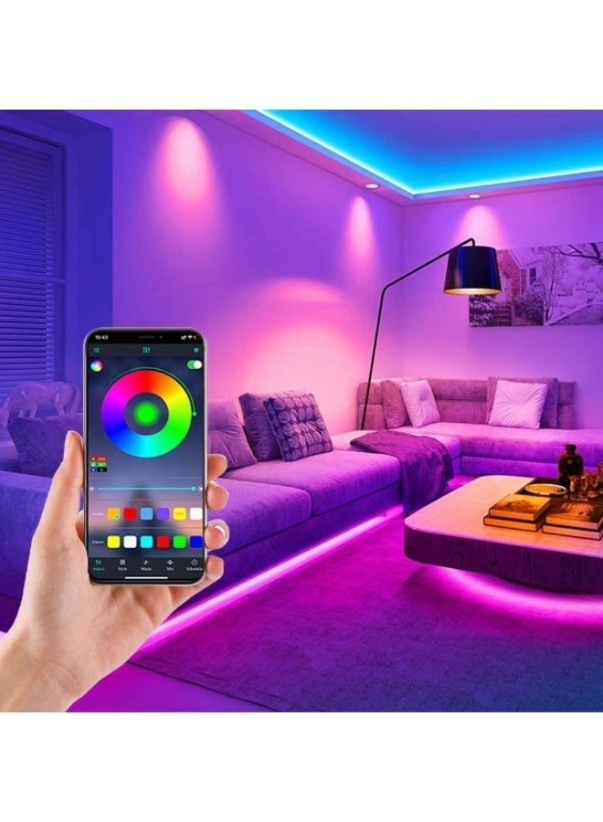 الثريات 5 أمتار شريط نيون ذكي بإضاءة RGB متعددة الألوان، يمكن التحكم عبر التطبيق، مقاوم للماء، مناسب للمنازل والفنادق وخلف الشاشات والممرات، مع جهاز تحكم عن بعد - Image 4
