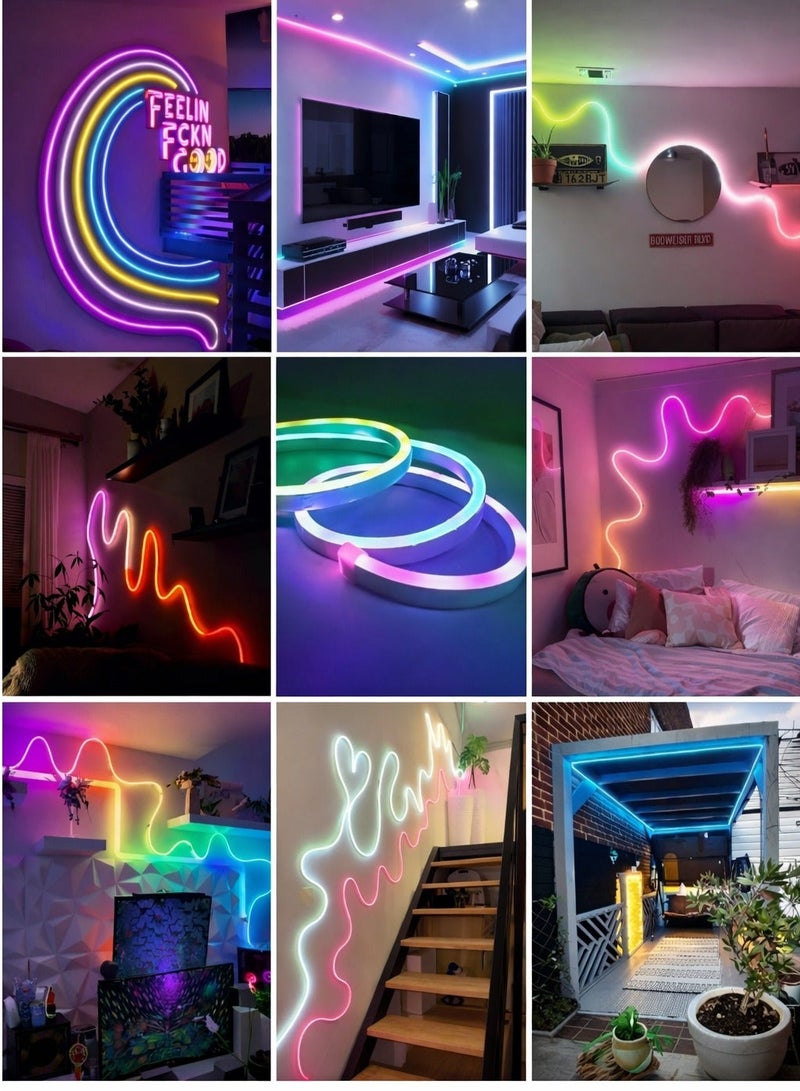 الثريات 5 متر شريط إضاءة نيون LED RGB ذكي USB – تحكم بلوتوث وتطبيق الهاتف – 16 لون مع مؤثرات إضاءة – ريموت – إضاءة خلف التلفاز والغرف - Image 5