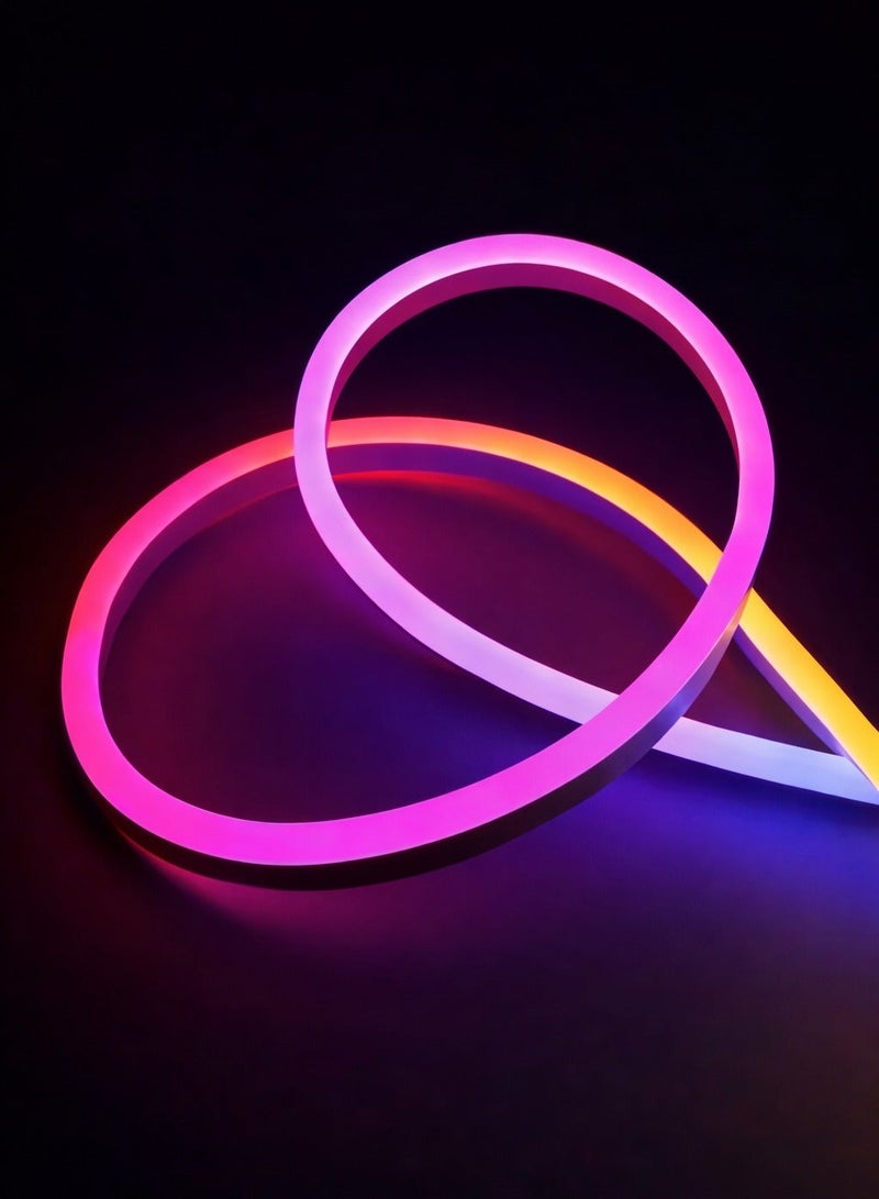 الثريات 5 متر شريط إضاءة نيون LED RGB ذكي USB – تحكم بلوتوث وتطبيق الهاتف – 16 لون مع مؤثرات إضاءة – ريموت – إضاءة خلف التلفاز والغرف - Image 4