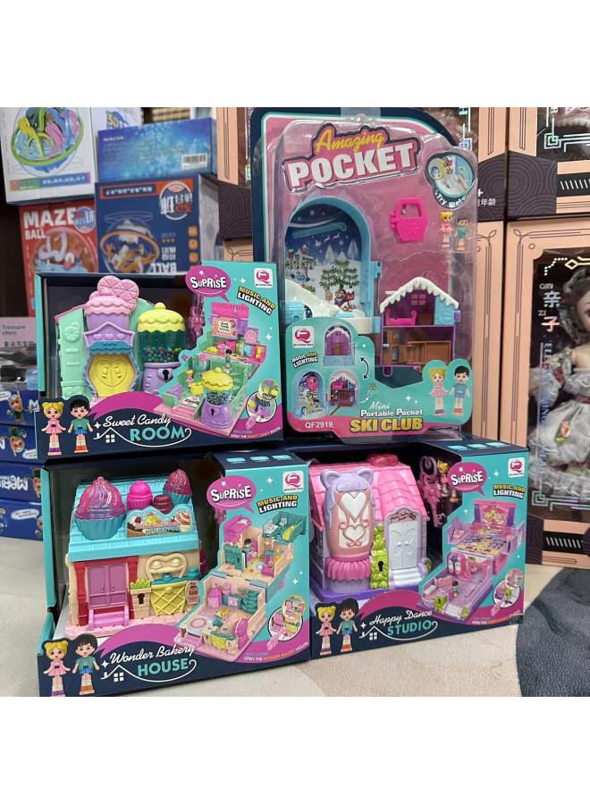 Children's Varieties Box Surprise Varieties Cabin Toy Girls Magic Book Princess Doll House Birthday Play House 6-13-Color:Variety Cottage-Baking Shop - Image 2