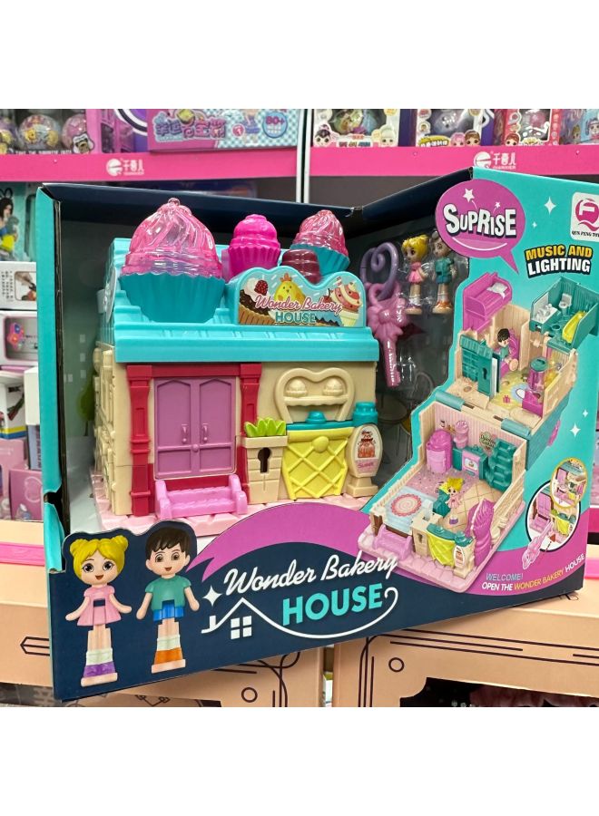 Children's Varieties Box Surprise Varieties Cabin Toy Girls Magic Book Princess Doll House Birthday Play House 6-13-Color:Variety Cottage-Baking Shop - Image 1