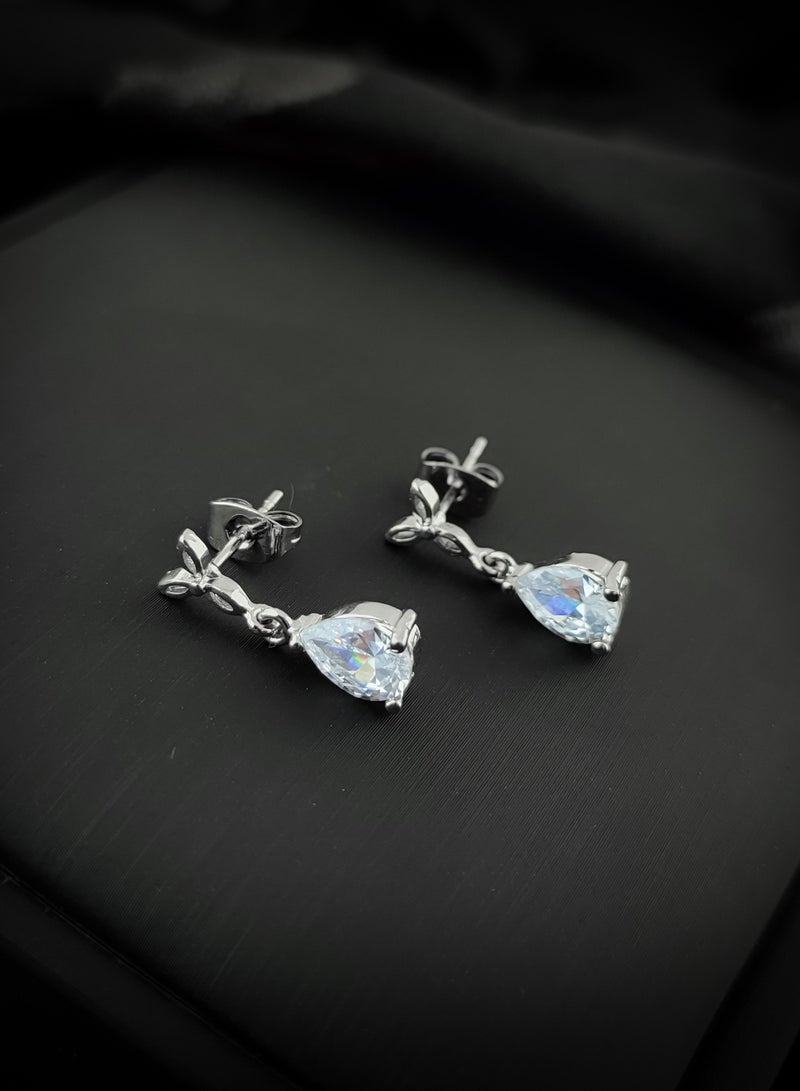 Earring (Prima) cubic zirconia  for women from Butterfly Shenoute - silver color 200 - Image 1
