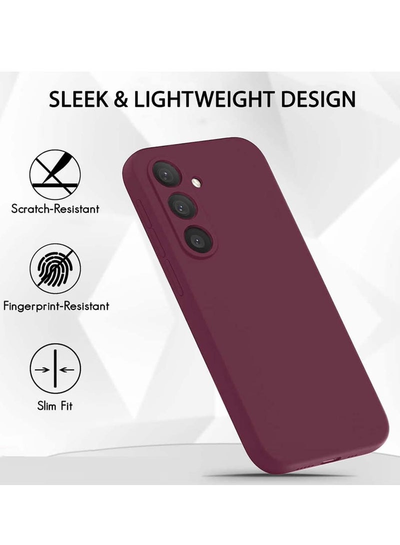 Wtech Samsung Galaxy S25 Plus / S25+ 2025 Premium Soft Liquid Silicone Case Cover - Maroon - Image 5
