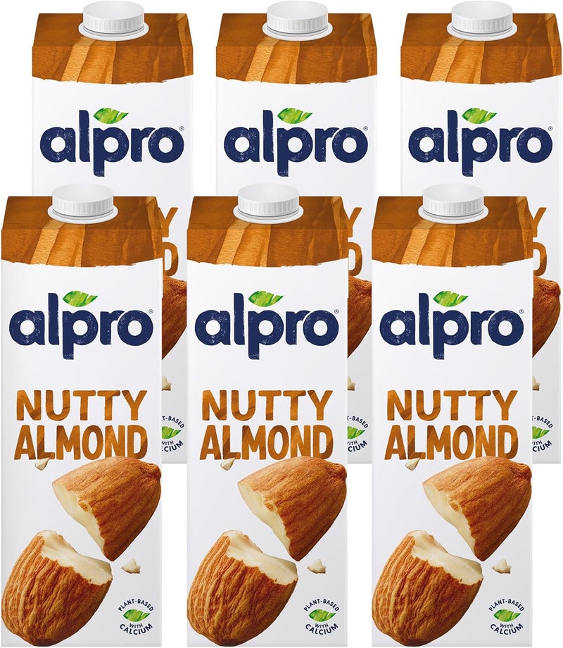 Alpro Nutty Almond Drink - 100% Plant-Based, Lactose Free, 6-Pack of 1L Cartons - Image 1
