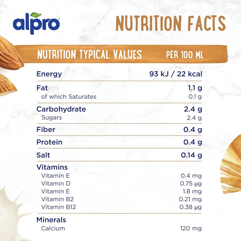 Alpro Nutty Almond Drink - 100% Plant-Based, Lactose Free, 6-Pack of 1L Cartons - Image 2