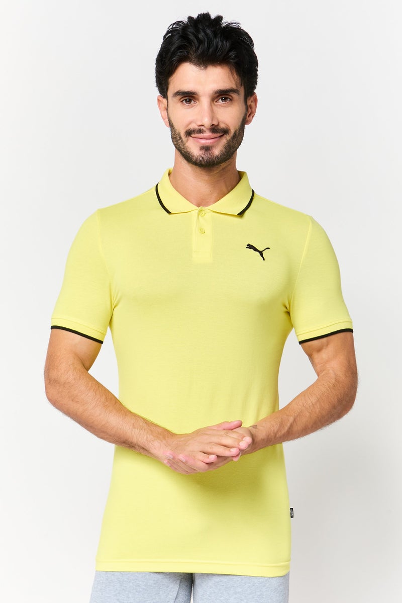 PUMA Men Slim Fit Short Sleeve Collar Tipping Outdoor Polo Shirt, Yellow - Image 1