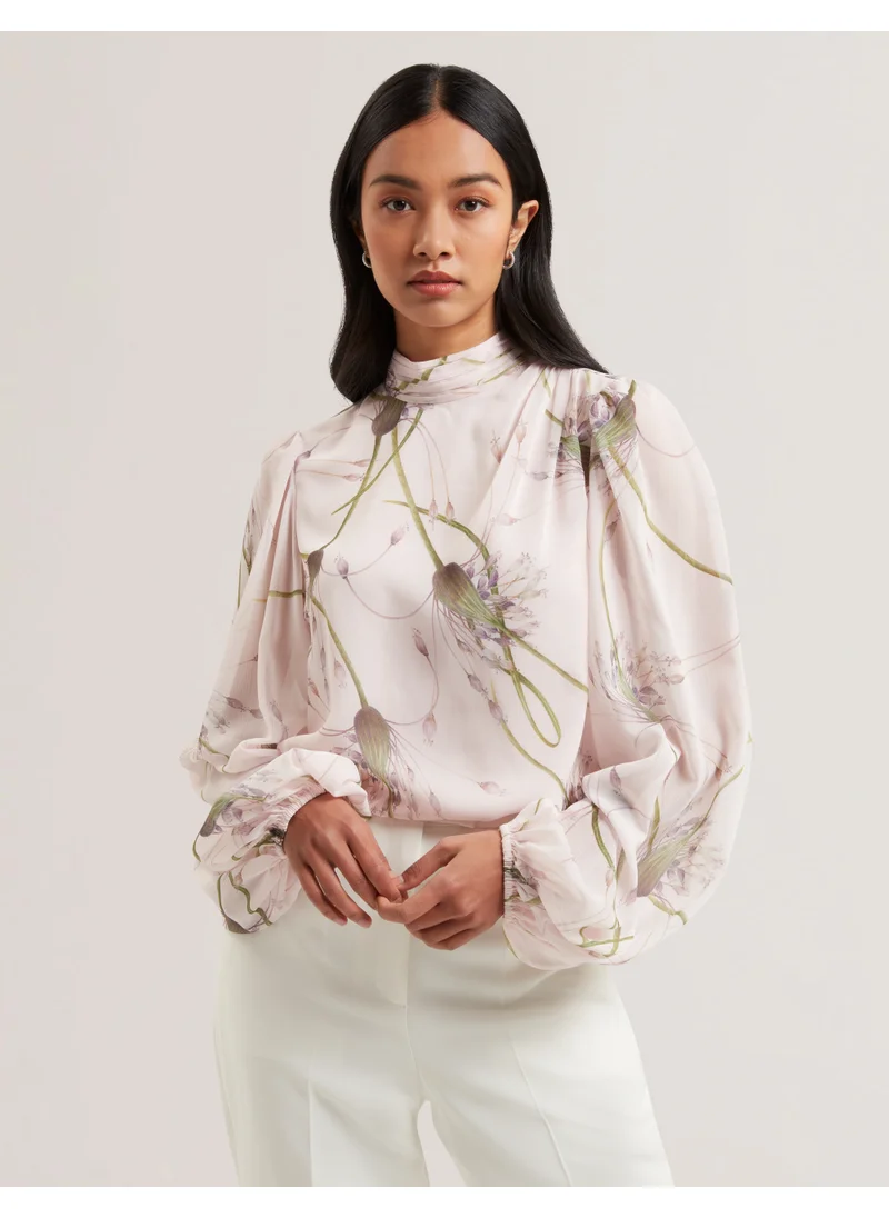 Ted Baker Printed Neck Tie Detail Top