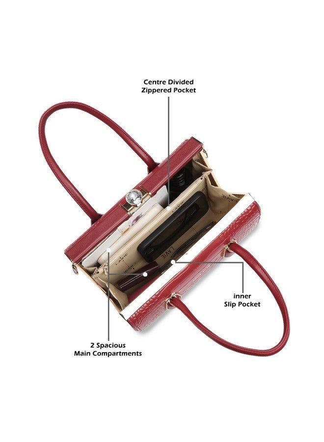 Lavie Luxe Women's Dazzle Frame Solid Structured Satchel Bag for Women | Satchel Handbag for Work | Ladies purse | Stylish Shoulder Bag | Gift for Women - Image 5