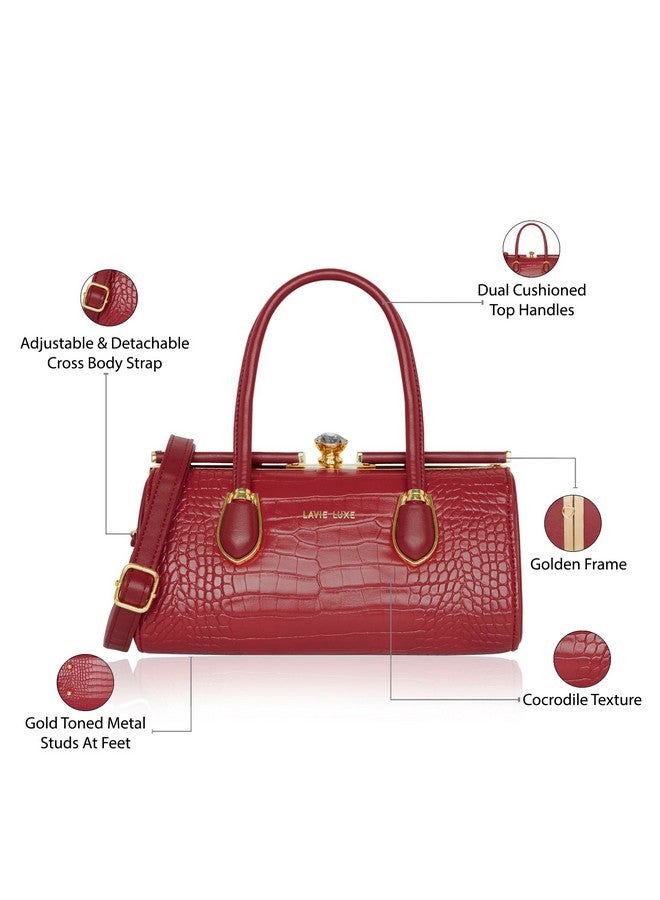 Lavie Luxe Women's Dazzle Frame Solid Structured Satchel Bag for Women | Satchel Handbag for Work | Ladies purse | Stylish Shoulder Bag | Gift for Women - Image 3