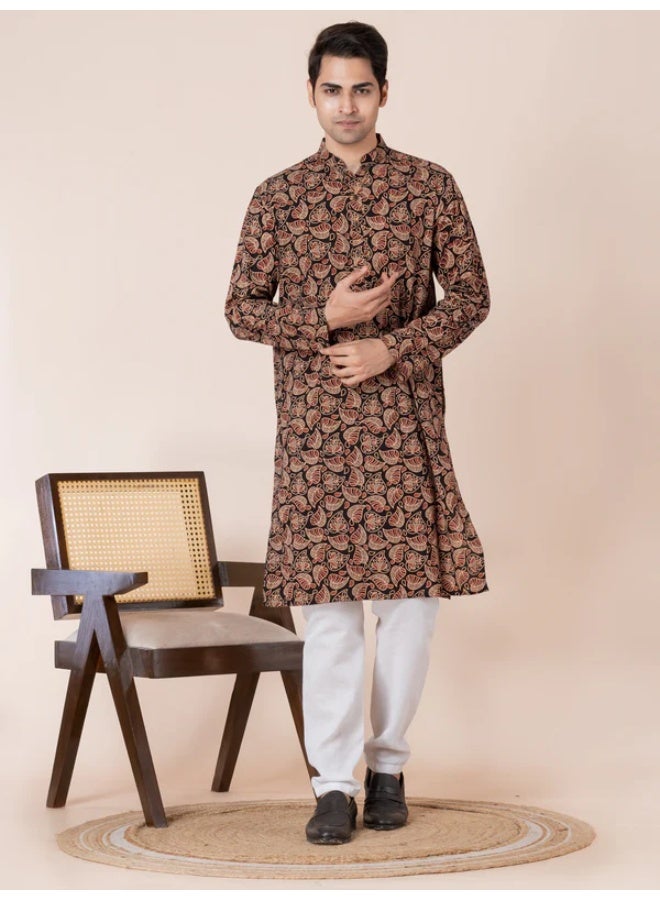 Devoiler Mens Printed All-Over Printed Cotton Kurta Set - Image 2