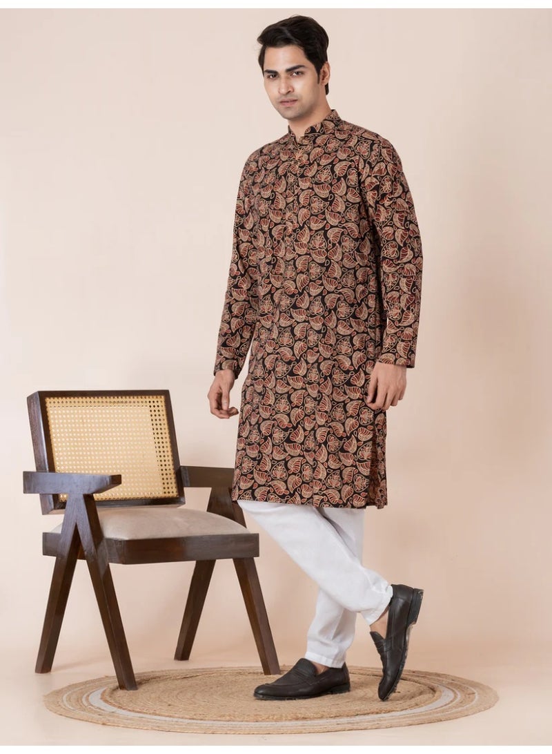 Devoiler Mens Printed All-Over Printed Cotton Kurta Set - Image 1