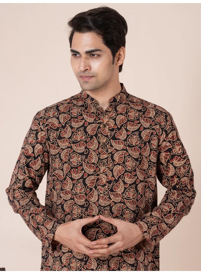 Devoiler Mens Printed All-Over Printed Cotton Kurta Set - Image 4