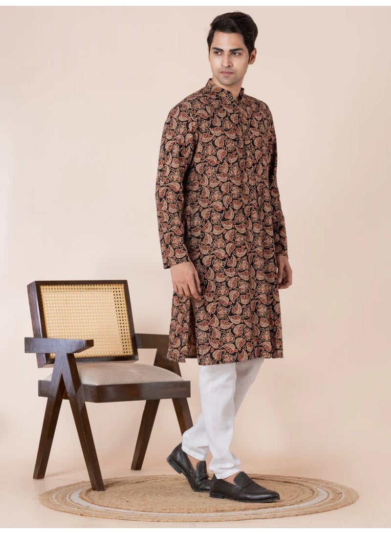 Devoiler Mens Printed All-Over Printed Cotton Kurta Set - Image 5