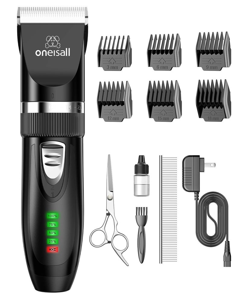 oneisall Quiet Cat Clippers for Matted Long Hair 2Speed Cordless Pet Shaver Grooming Kit for Cats Small Dogs Animals Black