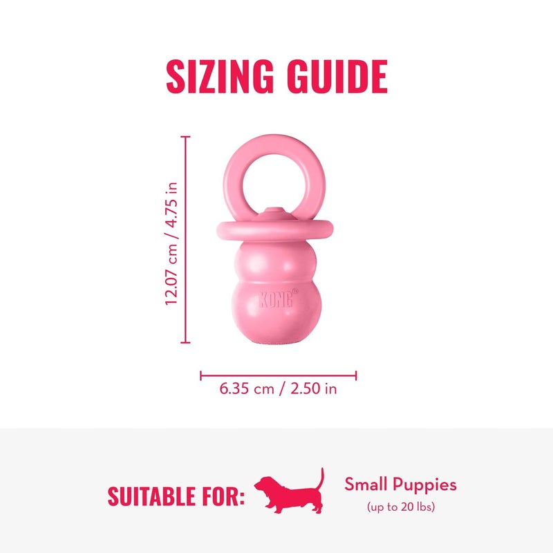 KONG Puppy Binkie - Pacifier Dog Toy for Puppies - Stuffable Treat Chew Toy for Treats - Durable Natural Rubber for Teething Puppy - for Small Puppies - Pink - Image 3