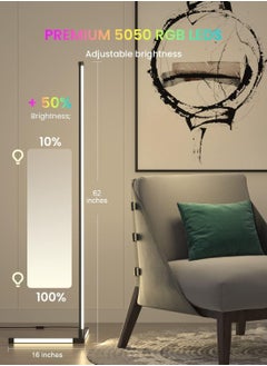 Generic Corner Floor Lamp - Modern RGB Corner Lamp - 356 Mood Lighting Modes - Dimmable 20W LED Corner Lamp - 55" Tall Minimalist Floor Lamp - Metal Color Changing LED Corner Light  - Image 4