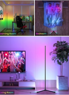 Generic Corner Floor Lamp - Modern RGB Corner Lamp - 356 Mood Lighting Modes - Dimmable 20W LED Corner Lamp - 55" Tall Minimalist Floor Lamp - Metal Color Changing LED Corner Light  - Image 5