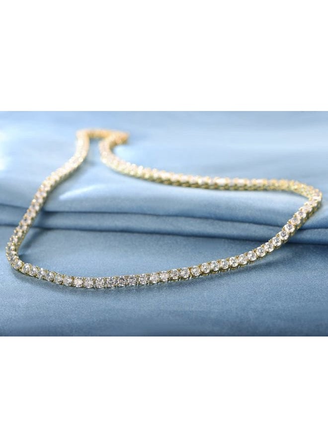 GEMSME 18K White/Yellow Gold Plated Tennis Necklace/Bracelet/Earrings Sets Pack of 3, Brass, Cubic Zirconia - Image 5