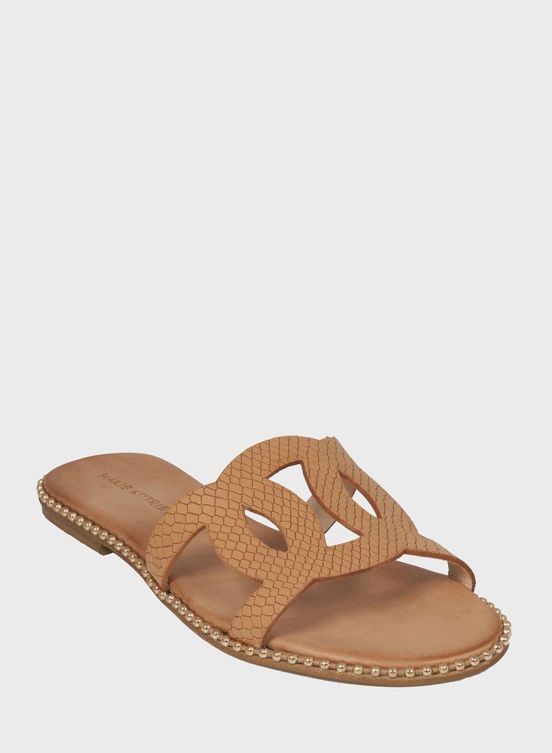 MAKIS KOTRIS Wide Strap Studded Flat Sandal - Image 2