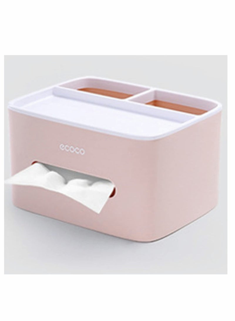 Multifunction Plastic Tissue Box Holder Storage Organizer Desktop Box Drawer Desk Container for Home Kitchen Office (PInk) - Image 1