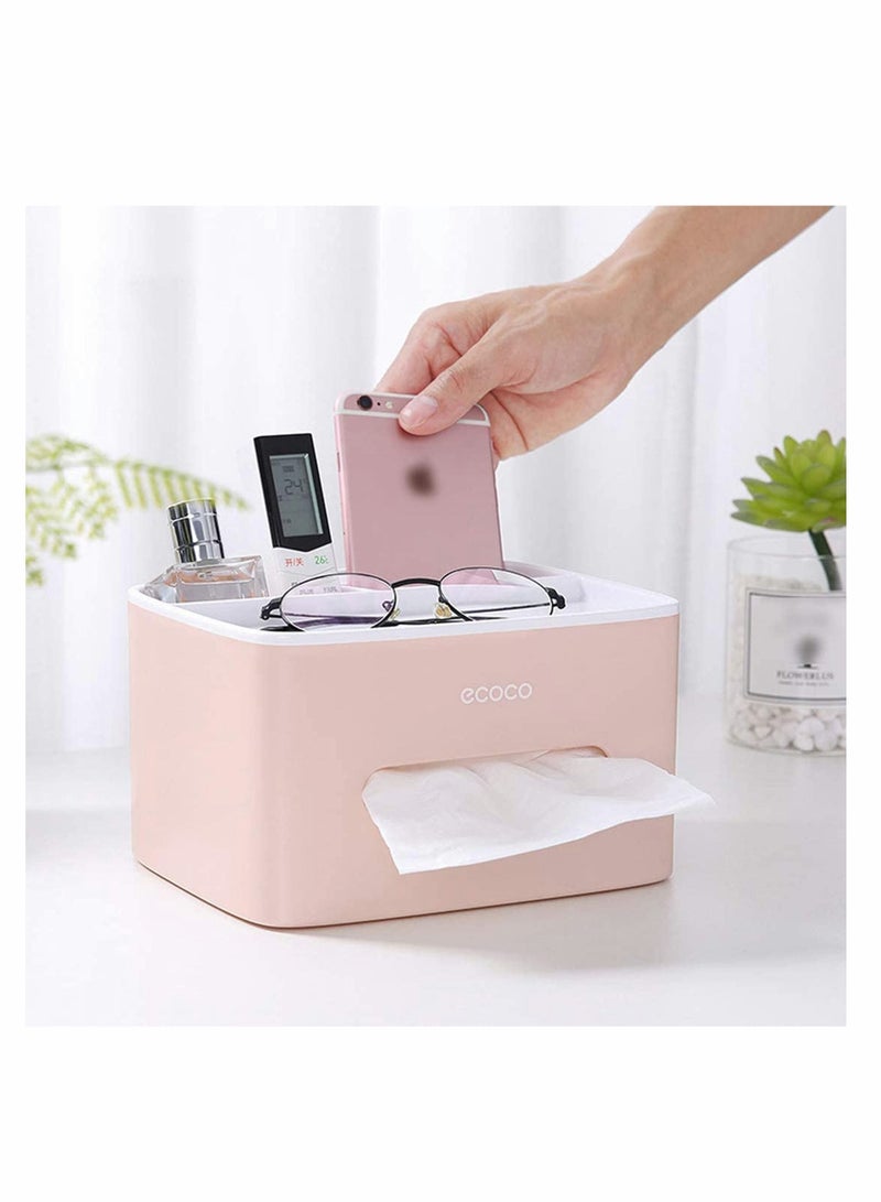 Multifunction Plastic Tissue Box Holder Storage Organizer Desktop Box Drawer Desk Container for Home Kitchen Office (PInk) - Image 4