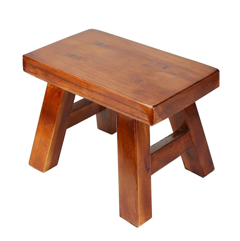 XDSTOOL Small Stool Wooden Step Stool Footstool Solid Wood 8 inch for Kids Adults Plant Stand Fishing Stool Brown
