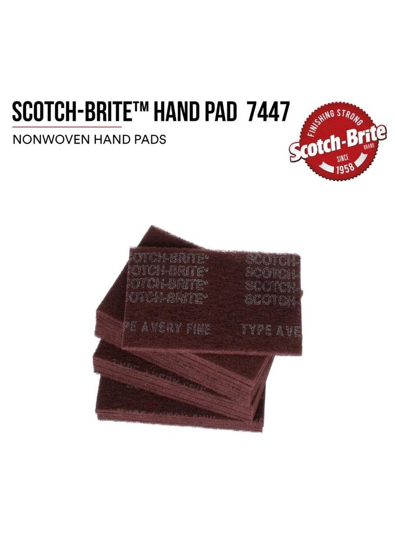 Scotch  3M Scotch-Brite General Purpose 7447 Hand Pad, Very Fine Grade, 6 in x 9 in, Pack of 20, Aluminum Oxide, Surface Preparation, Scuffing, Blending, Cleaning, Maroon - Image 2