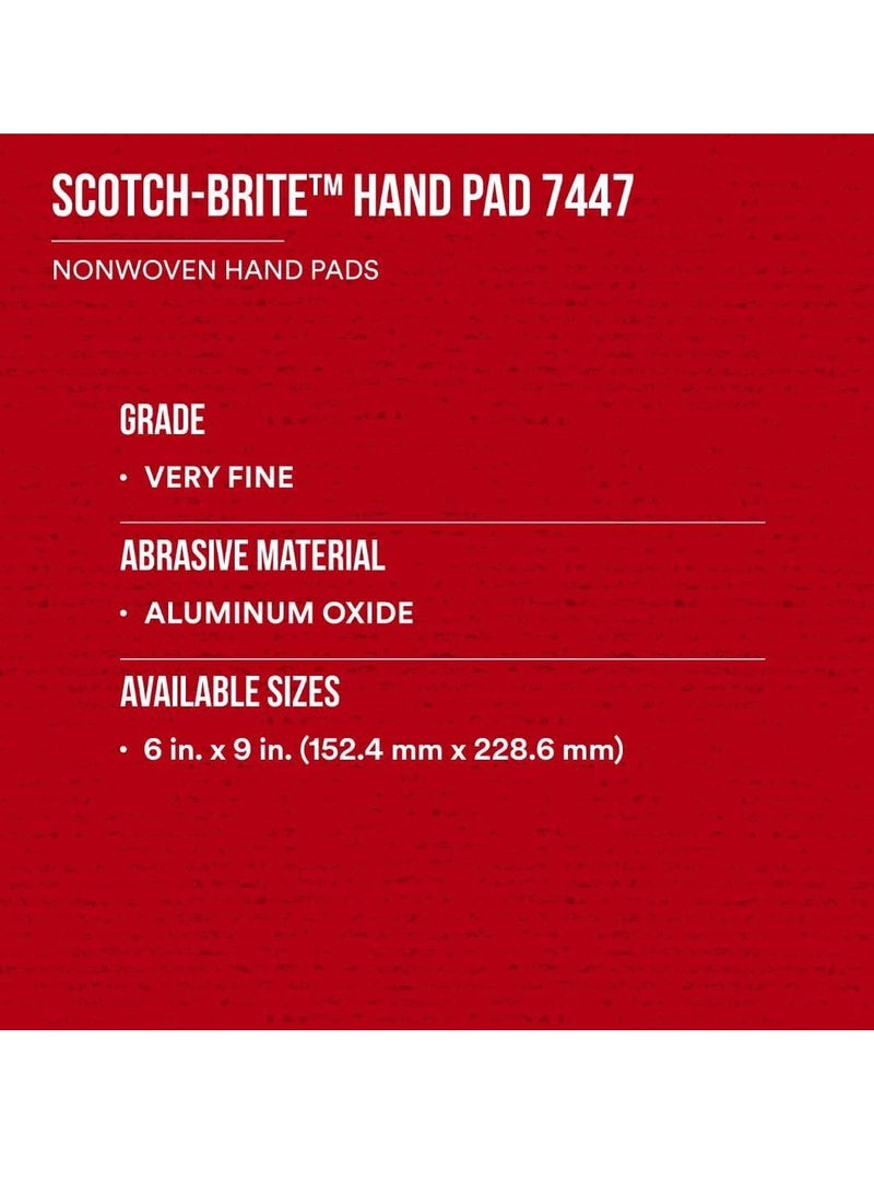 Scotch  3M Scotch-Brite General Purpose 7447 Hand Pad, Very Fine Grade, 6 in x 9 in, Pack of 20, Aluminum Oxide, Surface Preparation, Scuffing, Blending, Cleaning, Maroon - Image 4
