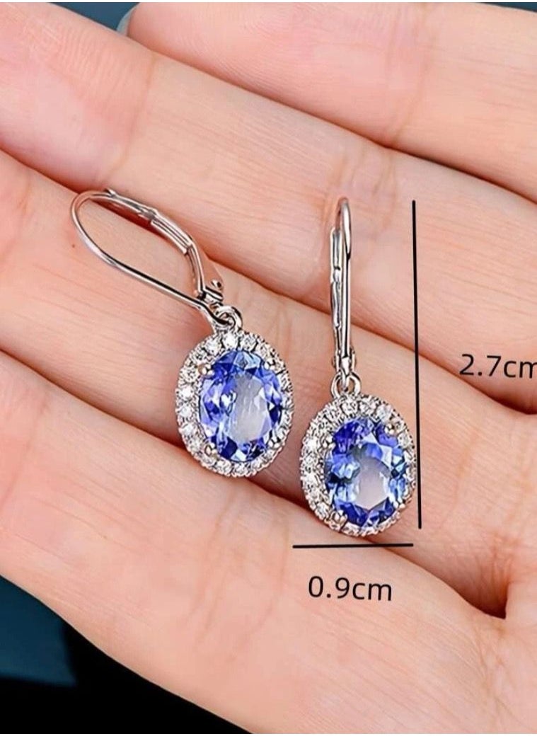 Blueline - Elegant Silver Plated Cubic Zircon Earrings - Image 1