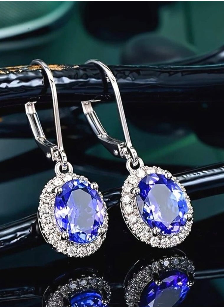 Blueline - Elegant Silver Plated Cubic Zircon Earrings - Image 1