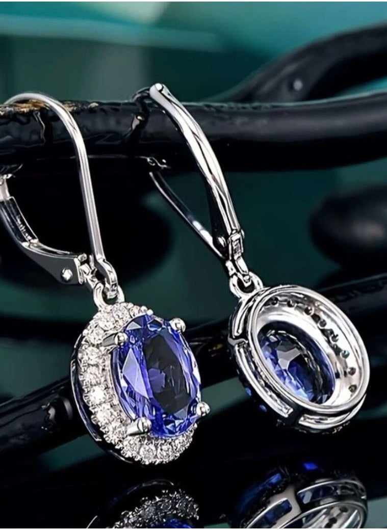 Blueline - Elegant Silver Plated Cubic Zircon Earrings - Image 1