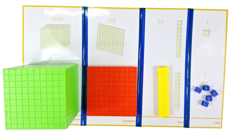 StepsToDo 131 Pieces Base Ten Blocks Kit. with Place Value Mat and Activity Booklet. Teaching Aid. Build Solid Foundation of Number Sense and Place Value. Place Value Blocks. (Multi Colour) - Image 2