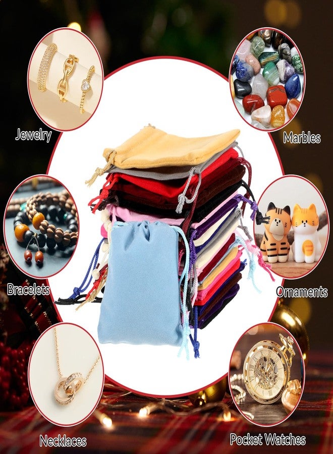 Exircy 24pcs Velvet Bags with Drawstrings, 3 x 4inch Multicolor Dice Bags Small Velvet Pouch for Jewelry Ornament Gift - Image 4