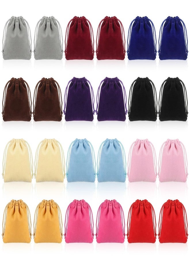Exircy 24pcs Velvet Bags with Drawstrings, 3 x 4inch Multicolor Dice Bags Small Velvet Pouch for Jewelry Ornament Gift - Image 1