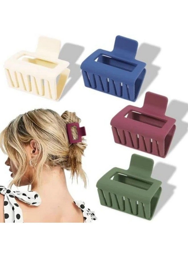 DN Creation Set of 4 Plastic Rectangle Hair Claw Matte Solid Color, Non-Slip Catch Hair Clips Jumbo Hair Styling Accessories - Assorted Color - Image 1