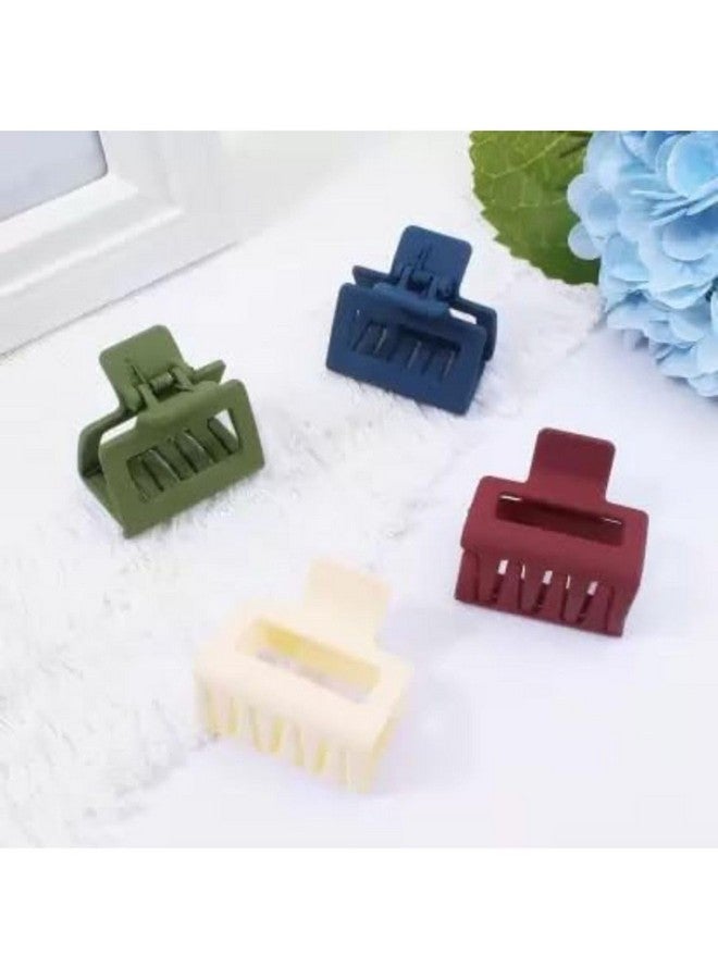 DN Creation Set of 4 Plastic Rectangle Hair Claw Matte Solid Color, Non-Slip Catch Hair Clips Jumbo Hair Styling Accessories - Assorted Color - Image 5