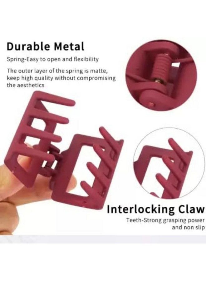 DN Creation Set of 4 Plastic Rectangle Hair Claw Matte Solid Color, Non-Slip Catch Hair Clips Jumbo Hair Styling Accessories - Assorted Color - Image 4