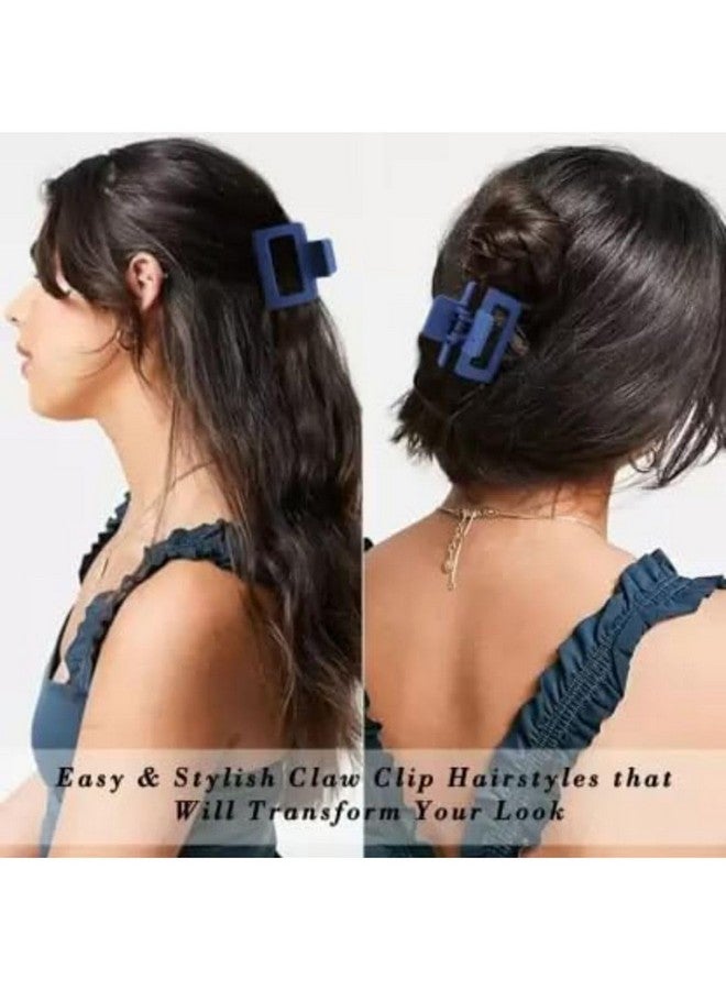 DN Creation Set of 4 Plastic Rectangle Hair Claw Matte Solid Color, Non-Slip Catch Hair Clips Jumbo Hair Styling Accessories - Assorted Color - Image 3