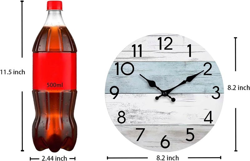 KECYET Wall Clock Silent Non-Ticking Wooden Clocks Battery Operated 8 Inch Small Country Retro Rustic and Beach Style Decorative for Kitchen, Home, Bathroom, Bedroom (Blue) - Image 4