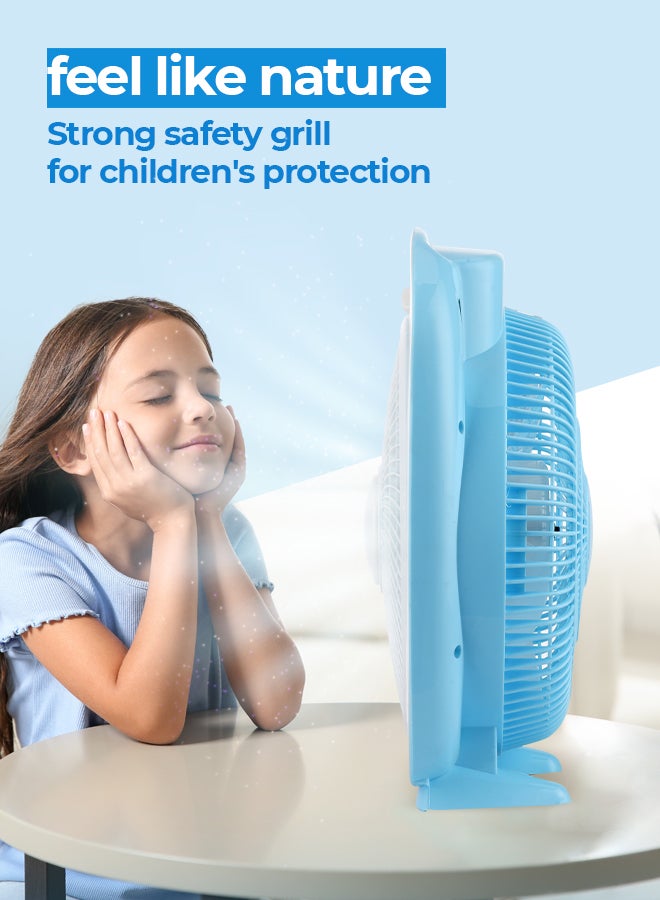 GEEPAS 12 Inch High Performance Box Fan With 3-speed Controls and 5 Leaf Blades, Adjustable Pitch Angle and Timer for Efficient Cooling GF926 Blue/White - Image 3