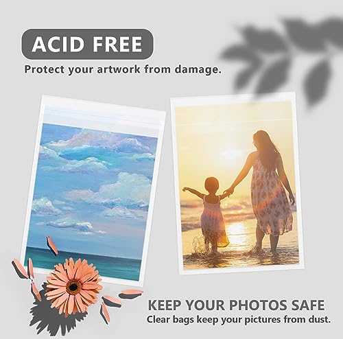 Somime 50 Pack Acid-Free Crystal Clear Sleeves Storage Bags for 12x12 Art Prints/Pictures/Photos/Framing Mat Mattes(12 2/5" x12 2/5") - Image 3