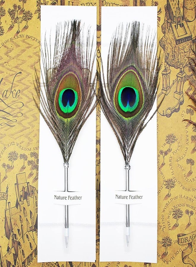 OPENDGO Peacock Feather Ballpoint Pen,Black Ink Vintage Feather Quill Refined Plated Rod Quill Ballpoint Pen For School Writing ▏Wedding Gift Signature Pen (1*Peacock Feather Pen) - Image 4
