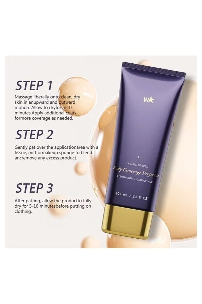 W Body Coverage Perfector, Waterproof Leg & Body Makeup, Tattoo Cover Up Makeup, 103ml (Warm Radiance) - Image 2