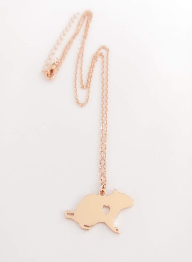 NOUMANDA Fashion Cute Mouse Engraved Heart Pendant Necklace Simple Animal Stainless Steel Jewelry (Rose Gold) - Image 3